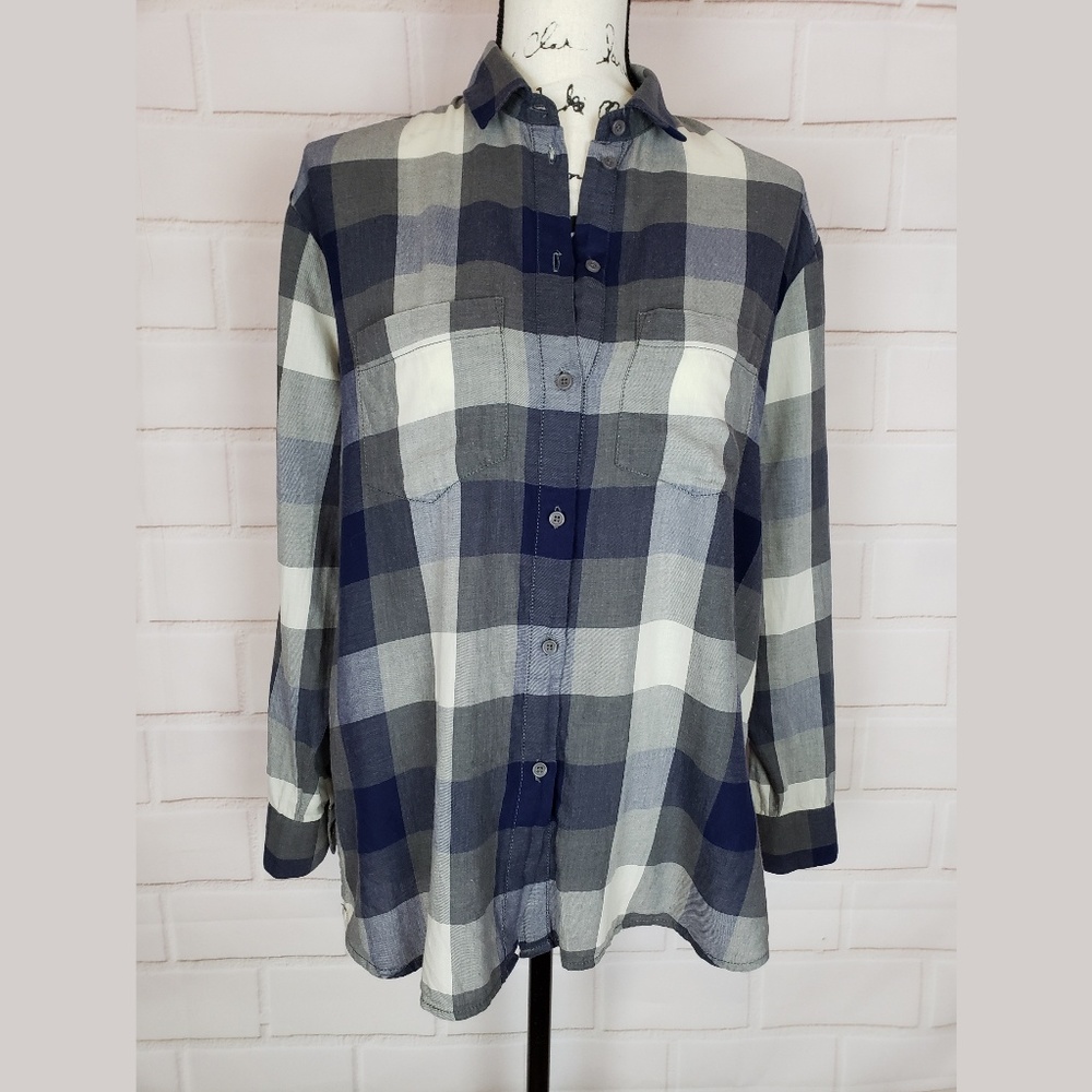 Madewell Oversized Boyshirt Plaid Shirt Top